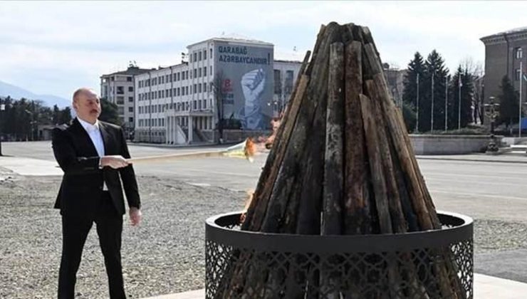 Azerbaycan Cumhurbaşkanı Aliyev nevruz ateşini Hankendi’de yaktı